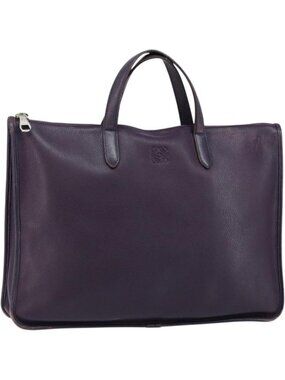 LOEWE Tote Bag Leather Purple Silver